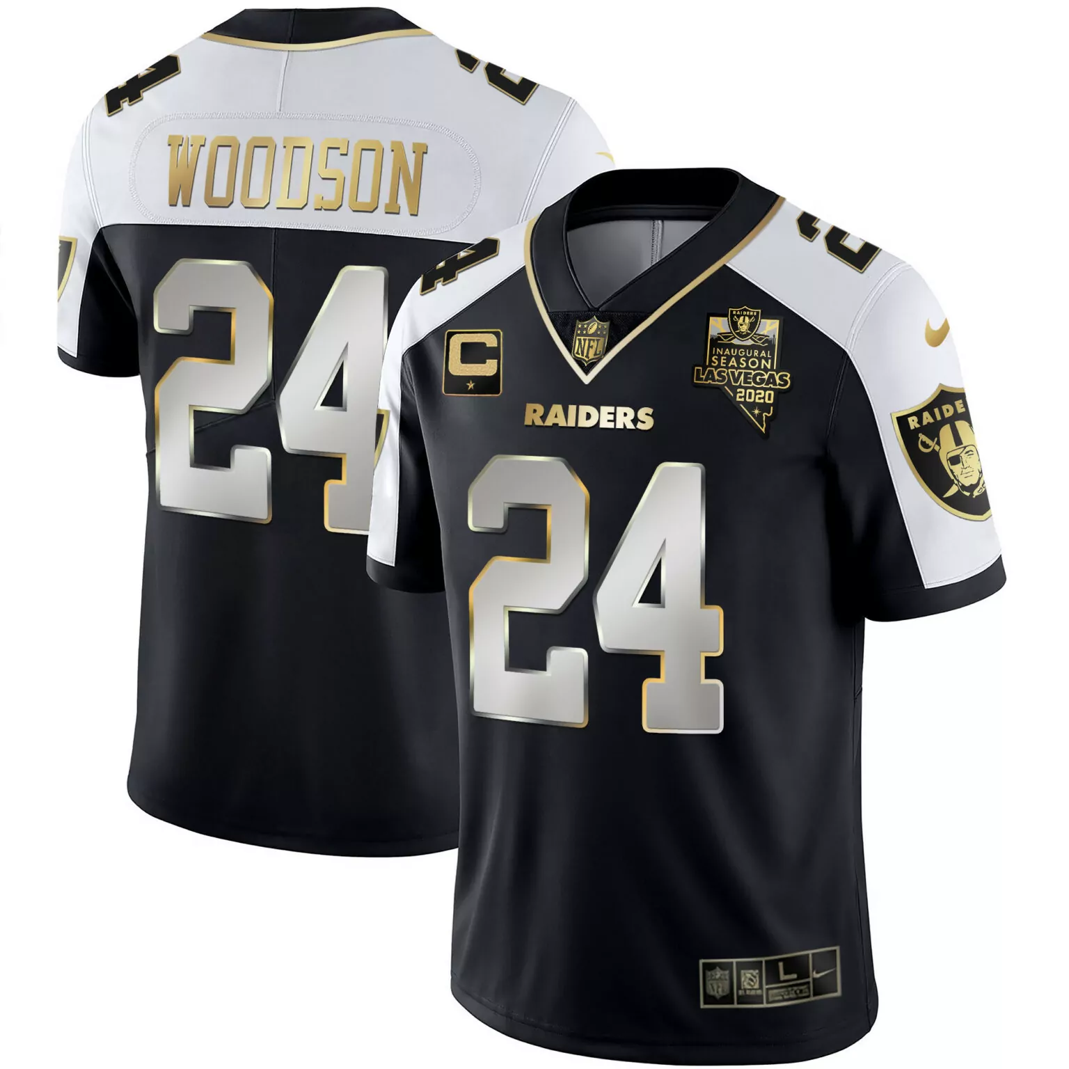 Charles Woodson 24 Raiders Jersey Black Inaugural Season Las Vegas 2020 Men White