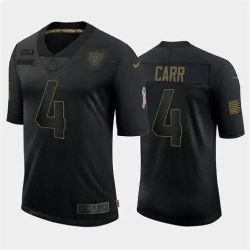 Derek Carr 4 Raiders Jersey Black Salute To Service American Flag Men Gold Stitched