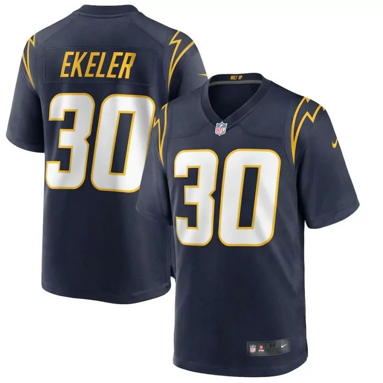 Austin Ekeler 30 Jersey Navy Blue Los Angeles Chargers Men Yellow White Alternate