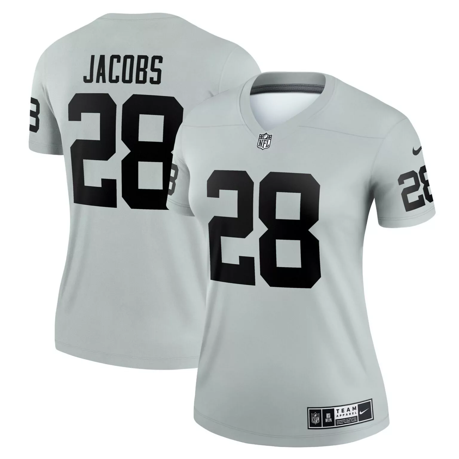 Josh Jacobs 28 Las Vegas Raiders Jersey Silver Women Replica Black