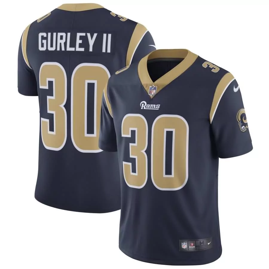 Todd Gurley 30 Rams Jersey Navy Men Gold White Vapor Limited