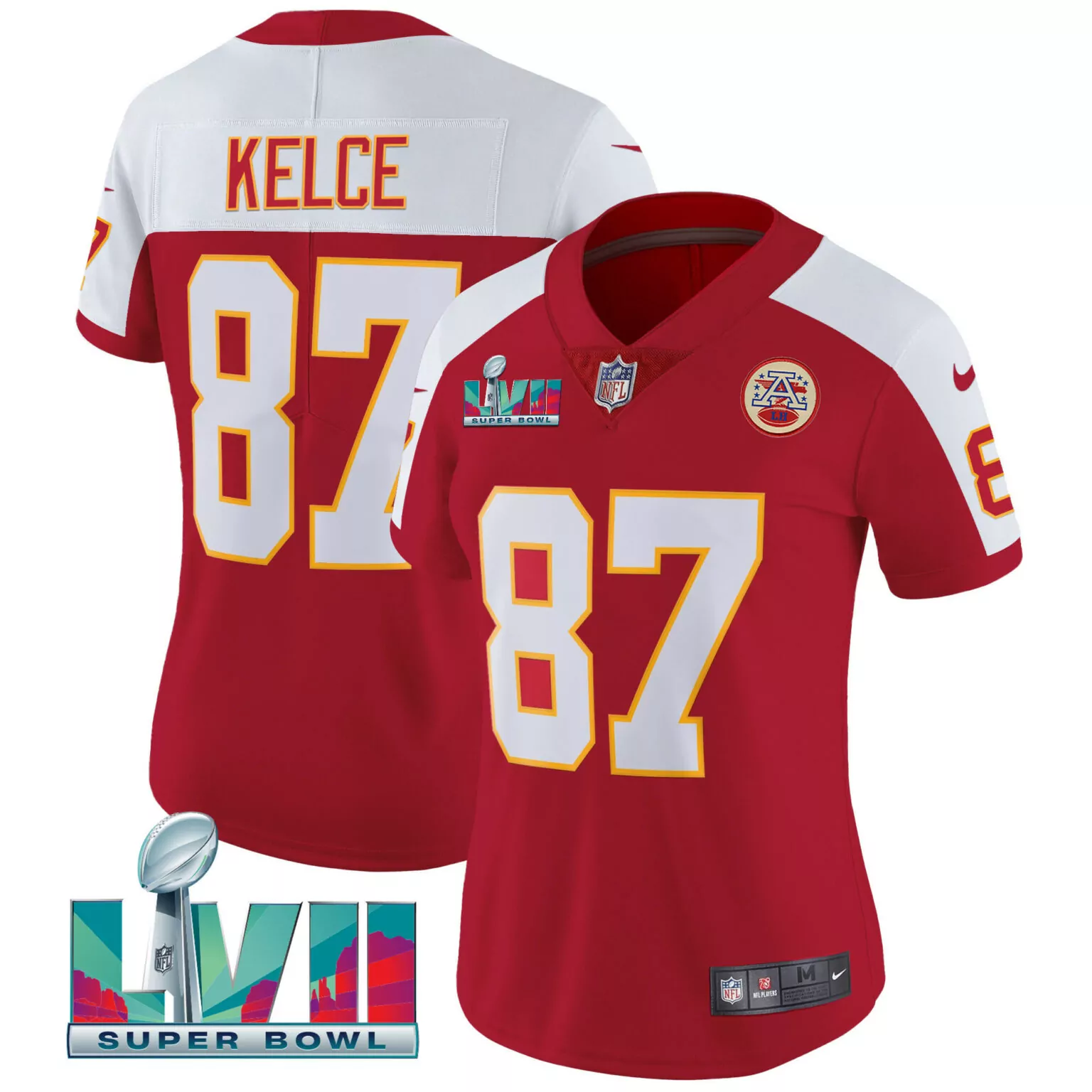 Travis Kelce 87 Jersey Red Super Bowl Lvii Kansas City Chiefs Men Authentic White
