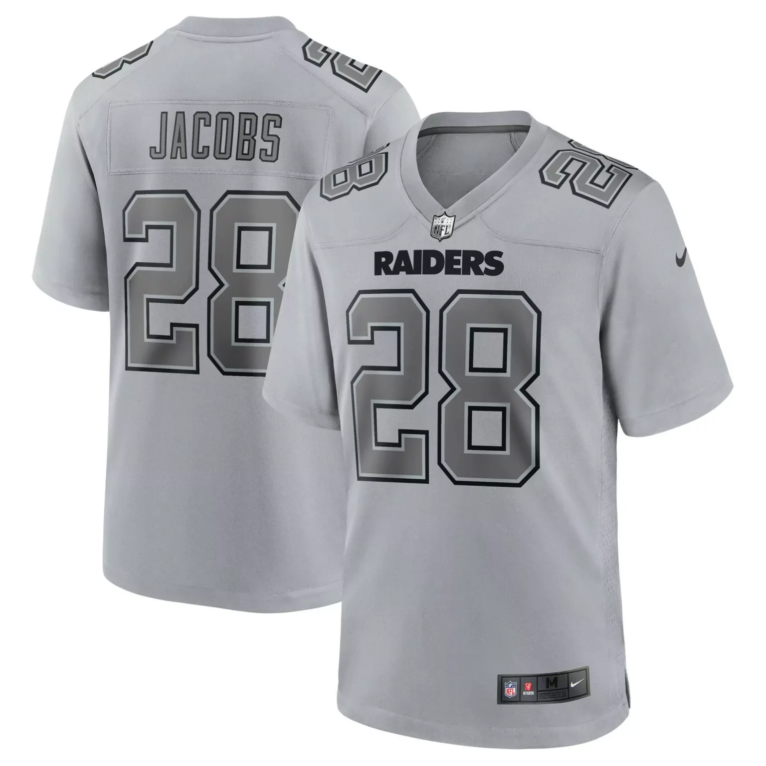Josh Jacobs 28 Raiders Jersey Gray Men Black Silver Fashion Game