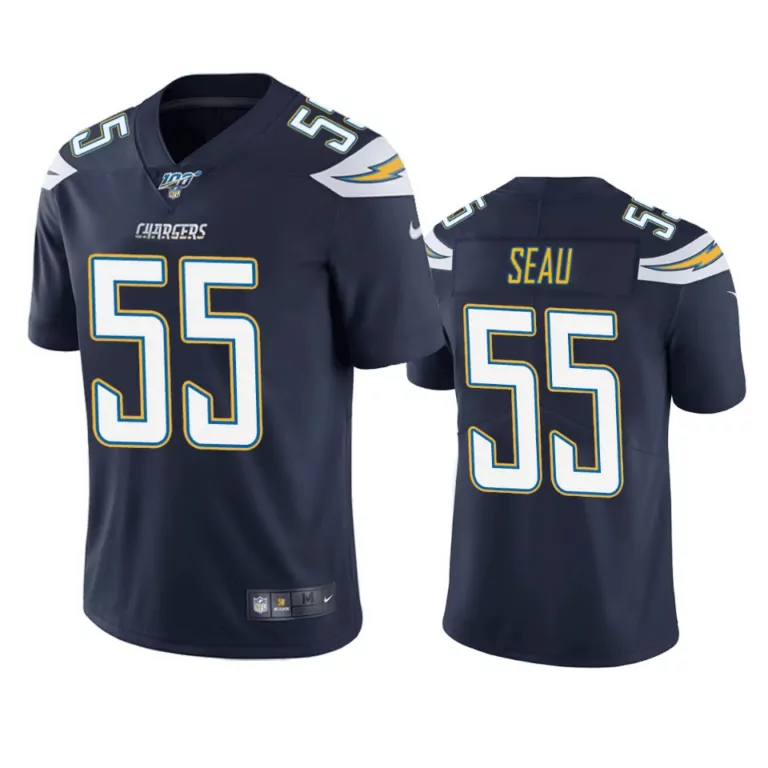 Junior Seau 55 Jersey Navy Los Angeles Chargers Men American White Yellow Light Blue