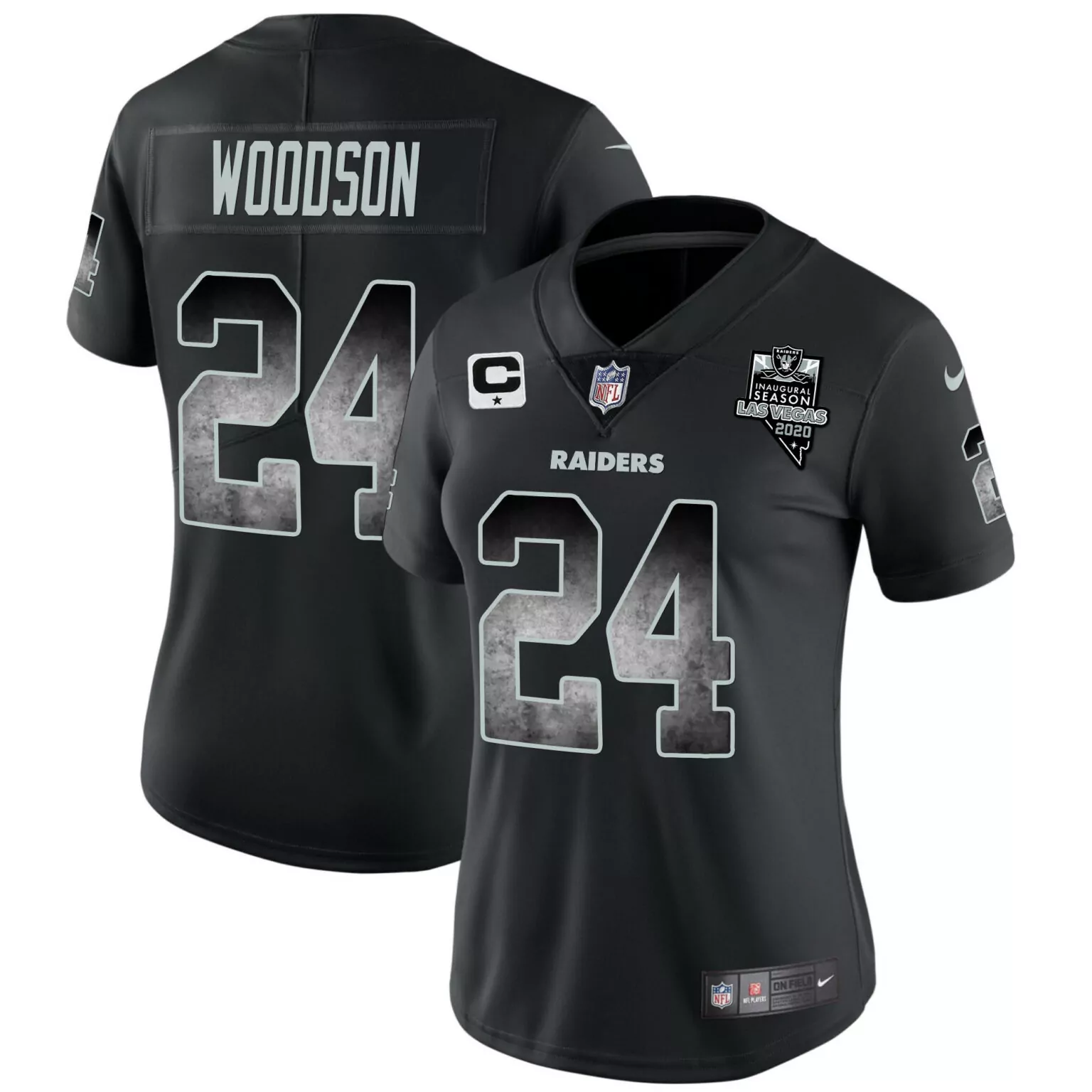 Charles Woodson 24 Raiders Jersey Black Women Replica Grey White All Stitched