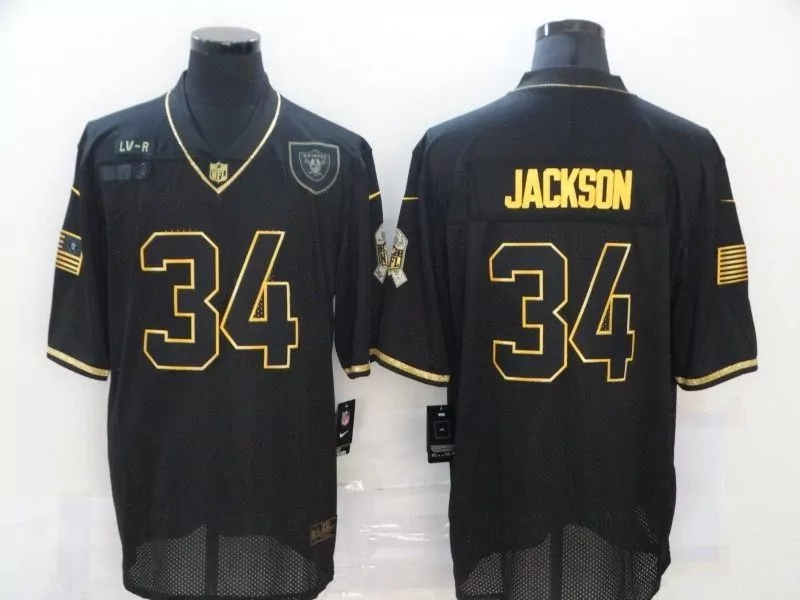Gabe Jackson 34 Las Vegas Raiders Jersey Black NFL 100th Season American Flag Men