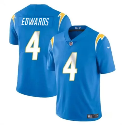 Gus Edwards 4 Jersey Blue Los Angeles Chargers Men Yellow White Vapor Limited Stitched