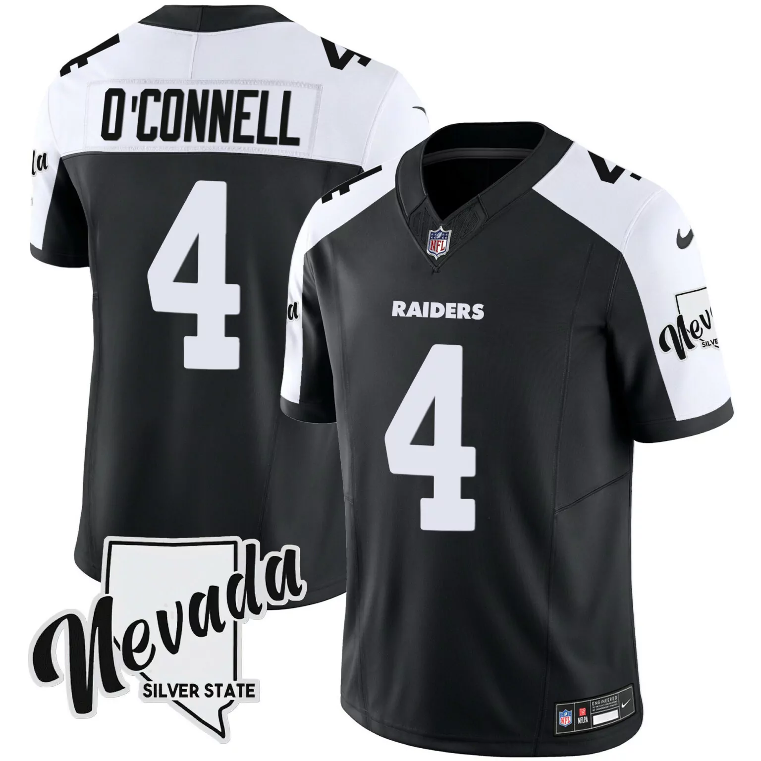 Aidan Oconnell 4 Raiders Jersey Black Nflpa Nevada Silver State Men Replica White