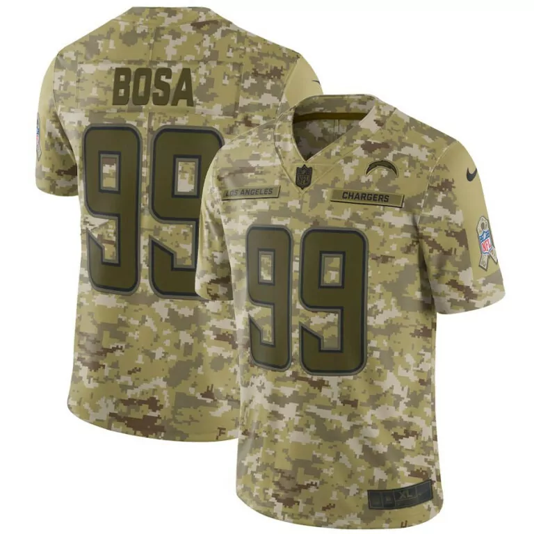 Joey Bosa 99 Chargers Jersey Tan Salute To Service Men Camo Custom Design Green Brown