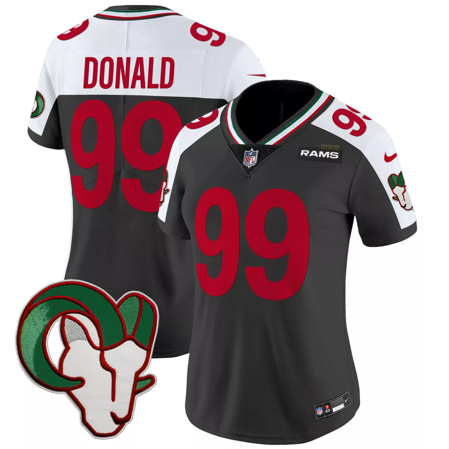 Aaron Donald 99 Rams Jersey Black NFC Championship Men Player Alternate Split Design