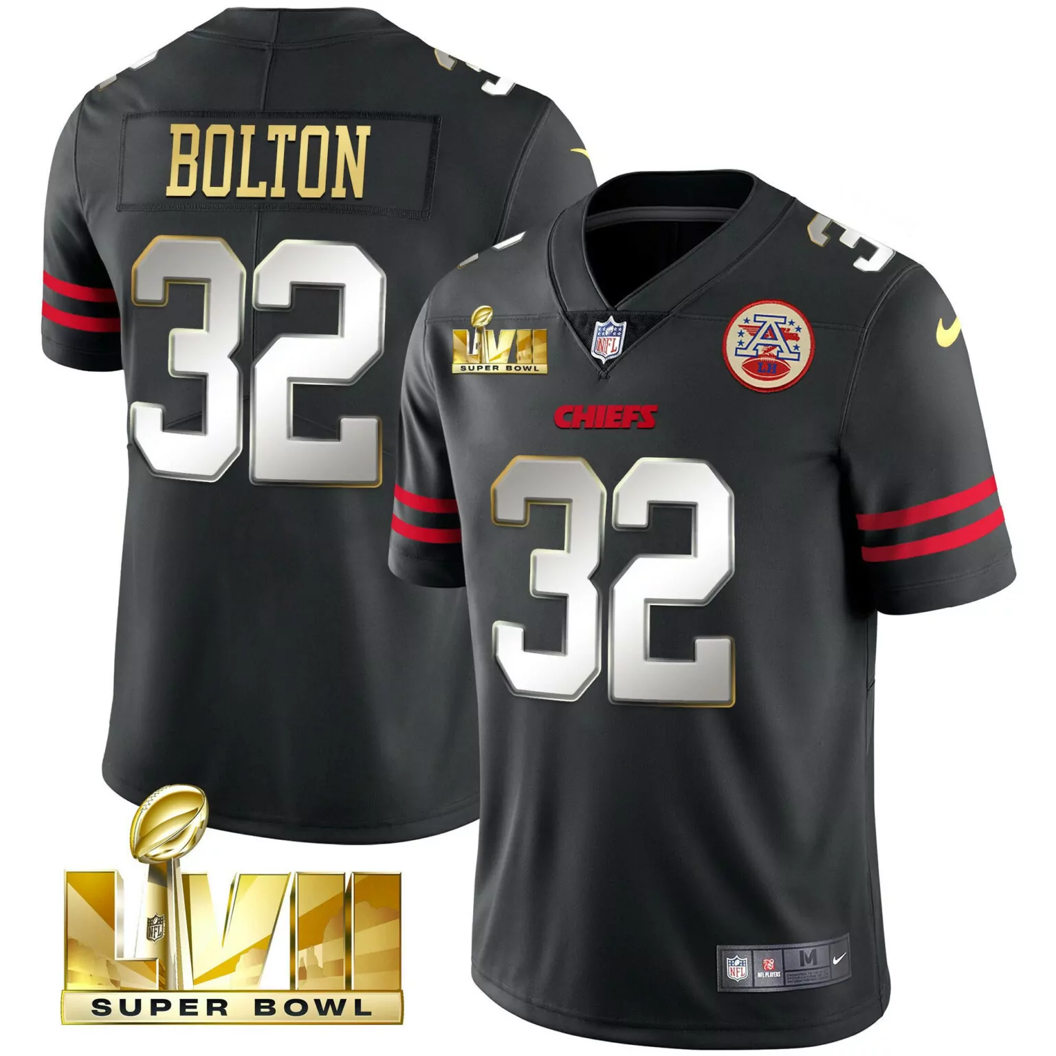 Nick Bolton 32 Chiefs Jersey Black Super Bowl Lvii Players Men Player Gold Red All
