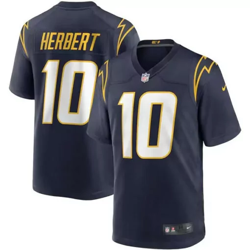 Justin Herbert 10 Jersey Navy Blue Los Angeles Chargers Men Authentic Yellow White