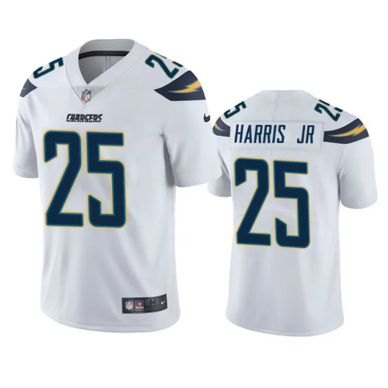 Chris Harris 25 Chargers Jersey White Men On-field Navy Blue Yellow Vapor
