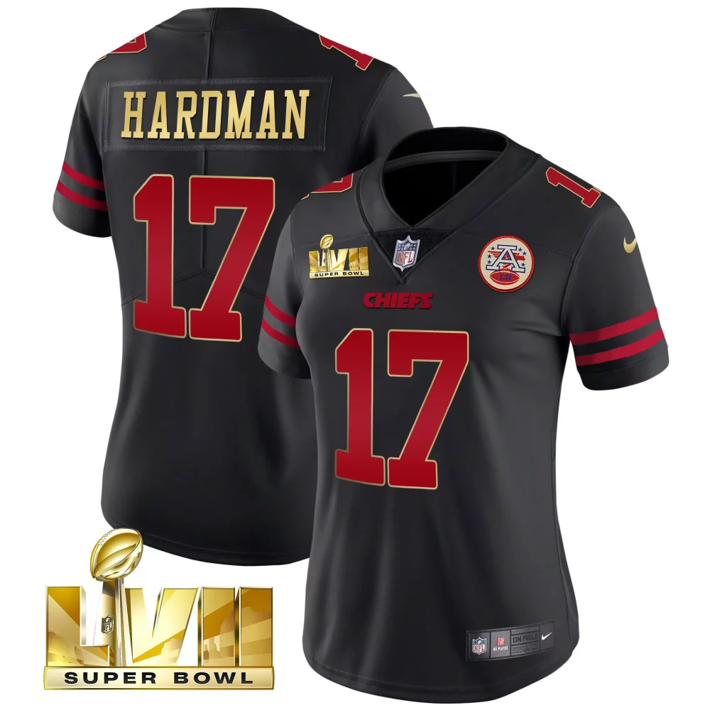 Mecole Hardman 17 Chiefs Jersey Black Super Bowl Lvii Afl 60 Men Replica Red Gold