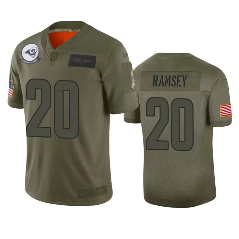 Jalen Ramsey 20 Los Angeles Rams Jersey Olive Green Salute To Service Us Flag Men