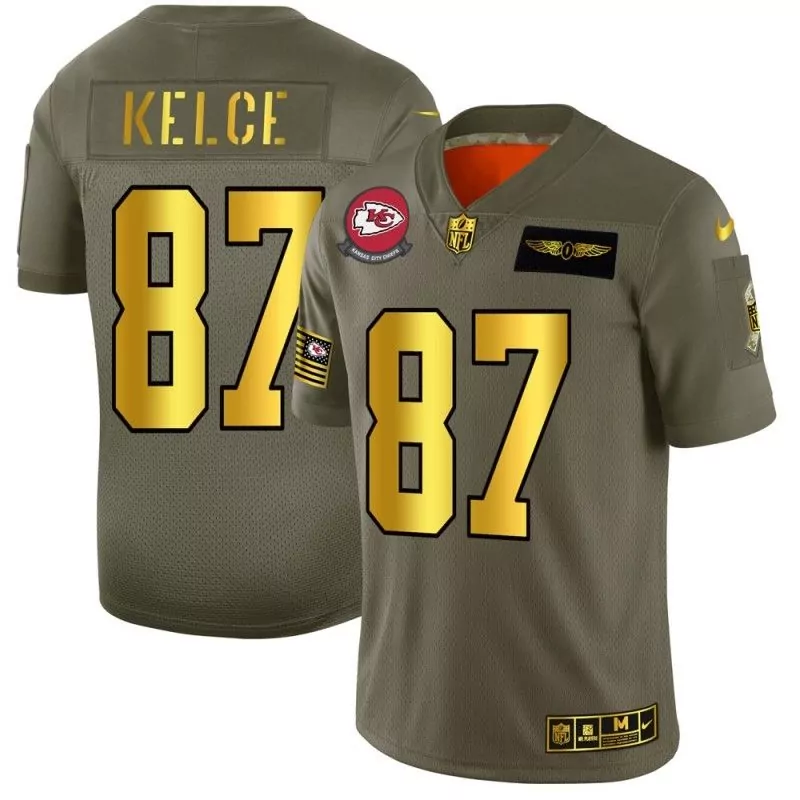 Travis Kelce 87 Jersey Olive Green Salute To Service Kansas City Chiefs Military Aviation