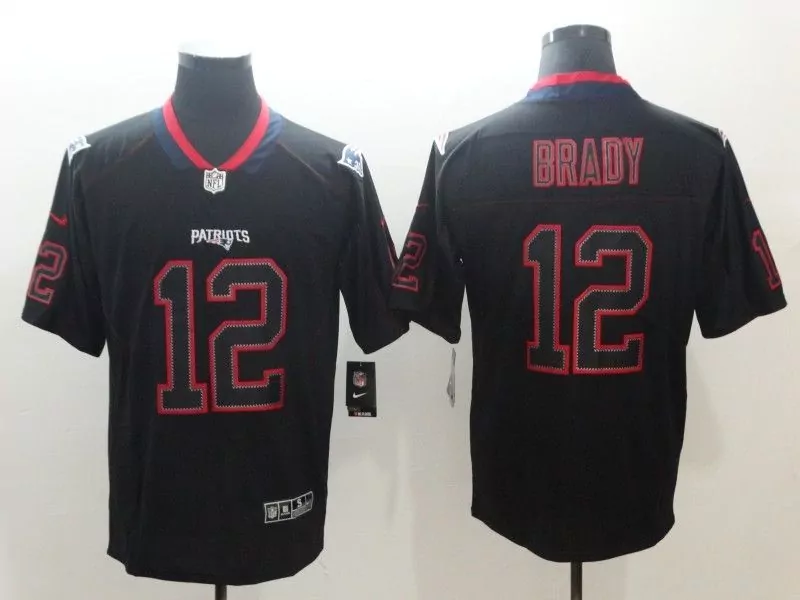Tom Brady 12 Patriots Jersey Black Men Red Navy Classic