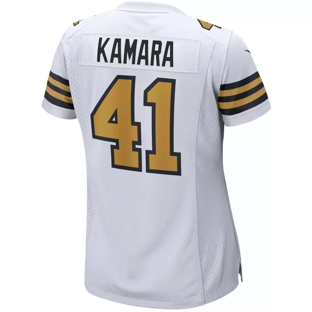 Alvin Kamara 41 Jersey White New Orleans Saints Men Black Gold Alternate Game