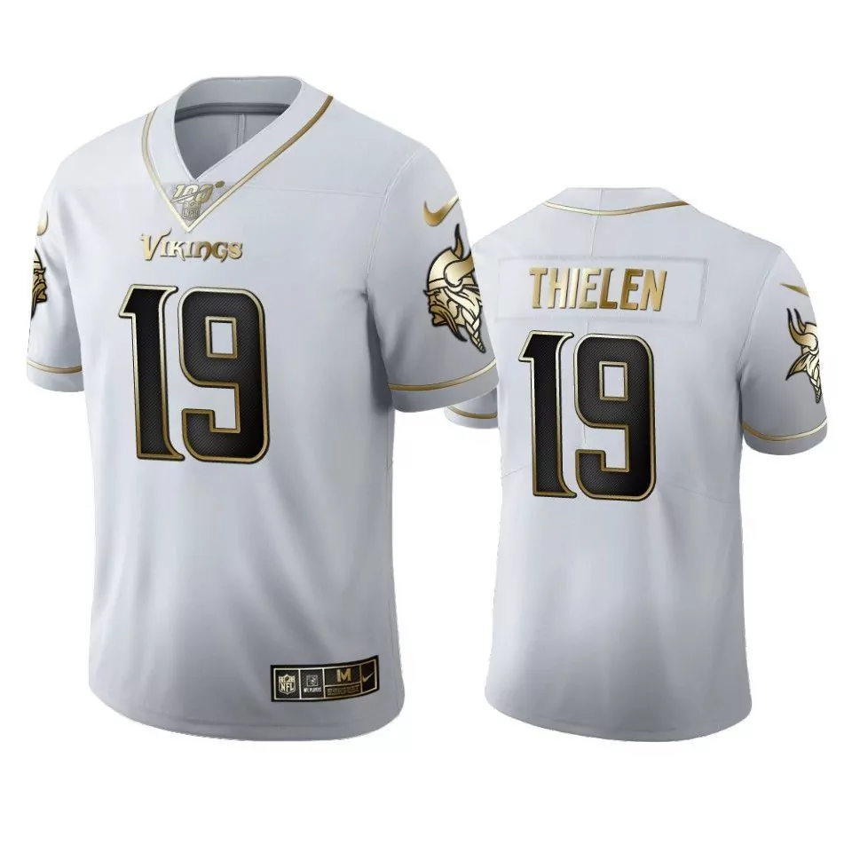 Adam Thielen 19 Minnesota Vikings Jersey White Men Nape Replica Alternate Gold Black
