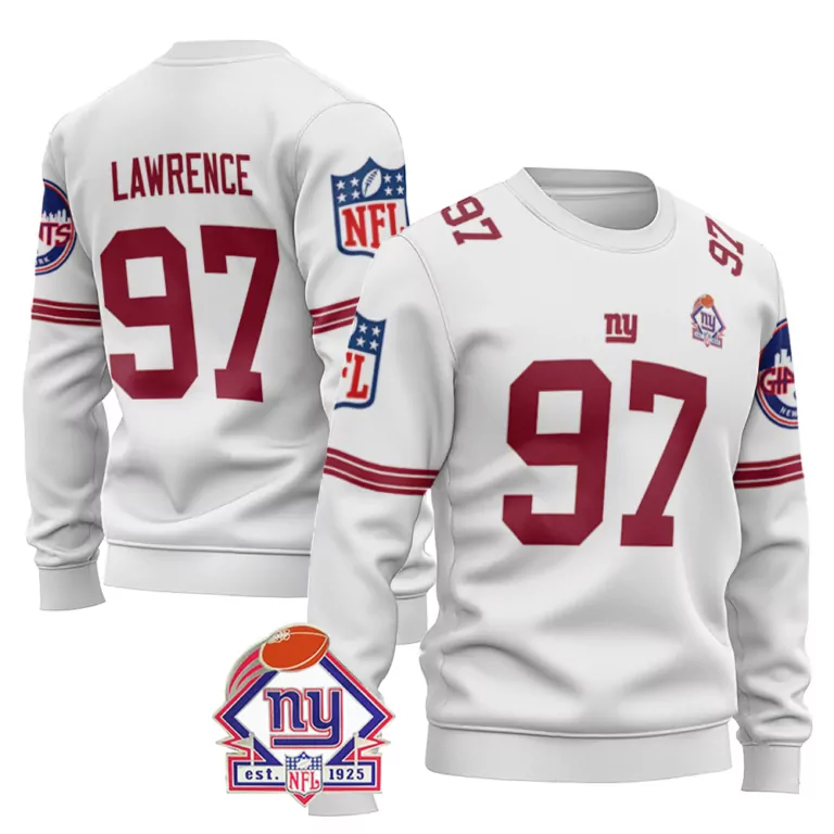 Dexter Lawrence 97 Jersey White New York Giants Record 1925 Men Sweatshirt Maroon
