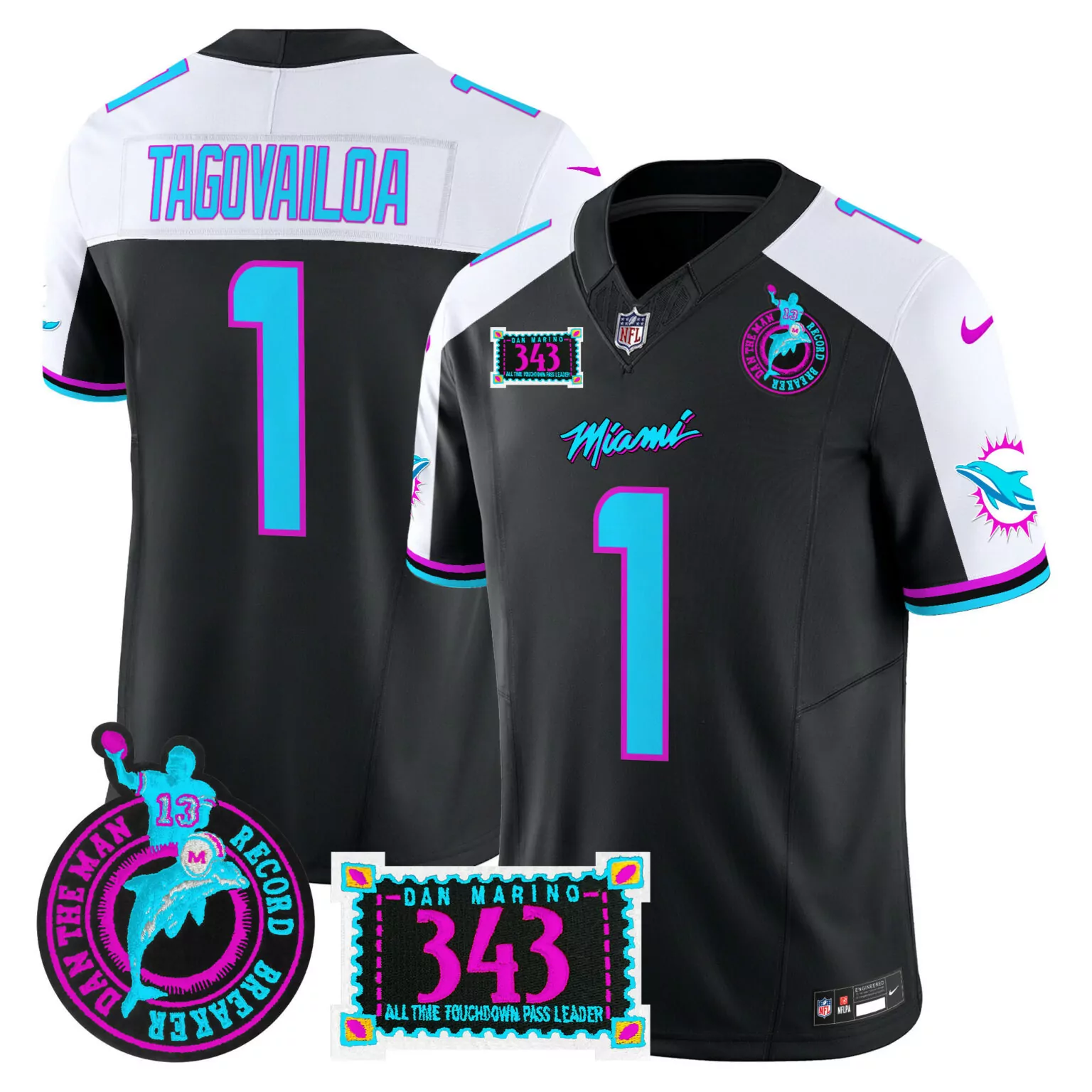Tua Tagovailoa 1 Miami Dolphins Jersey Teal 50th Perfect Season 1972 Women Orange