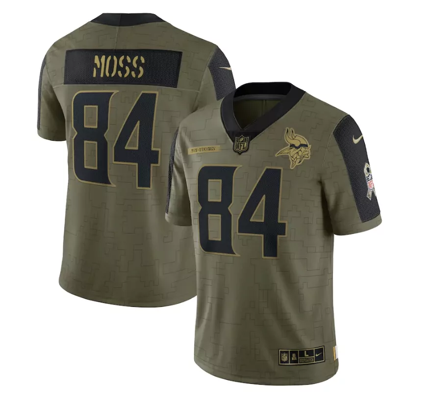 Randy Moss 84 Minnesota Vikings Jersey Olive Green Vietnam Veterans Memorial Fund