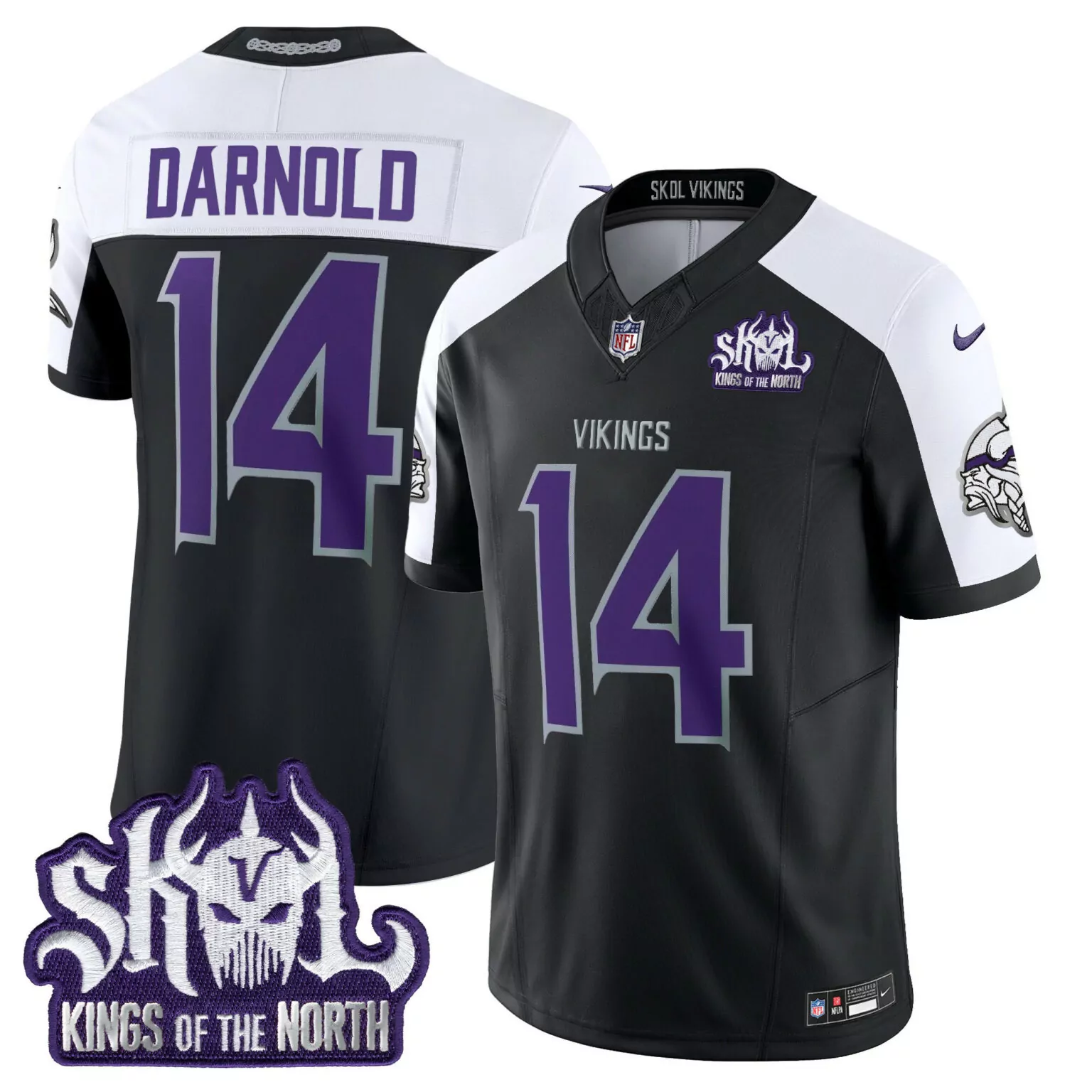 Sam Darnold 14 Vikings Jersey Black Skol Kings Of The North Men Standard Alternate