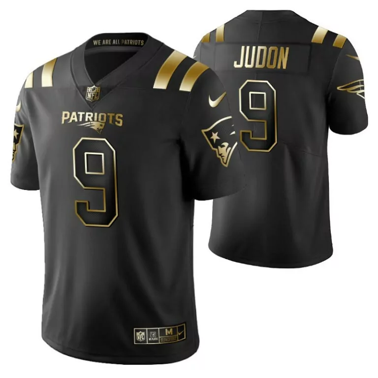 Matthew Judon 9 Patriots Jersey Black Men Short Sleeve Gold