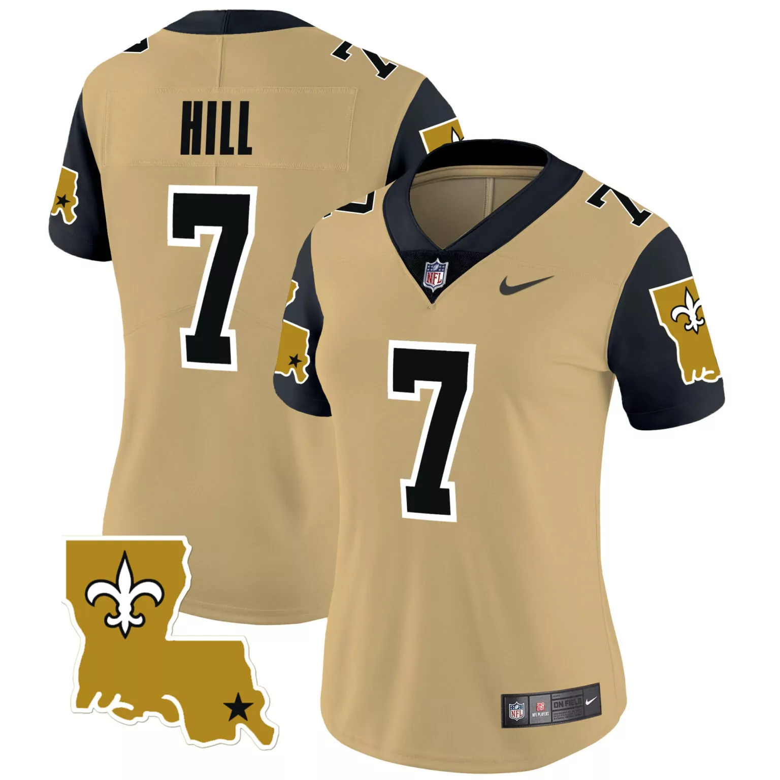 Taysom Hill 7 New Orleans Saints Jersey Gold Women Official Black Legacy v2 All Stitched