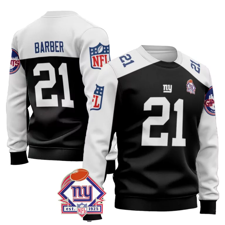 Tiki Barber 21 New York Giants Jersey Black NY Est. 1925 2023 Men Sweatshirt Split Design