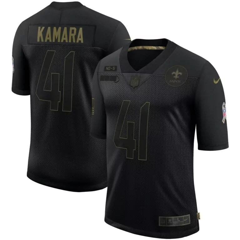 Alvin Kamara 41 Saints Jersey Black Playoff Men Gold