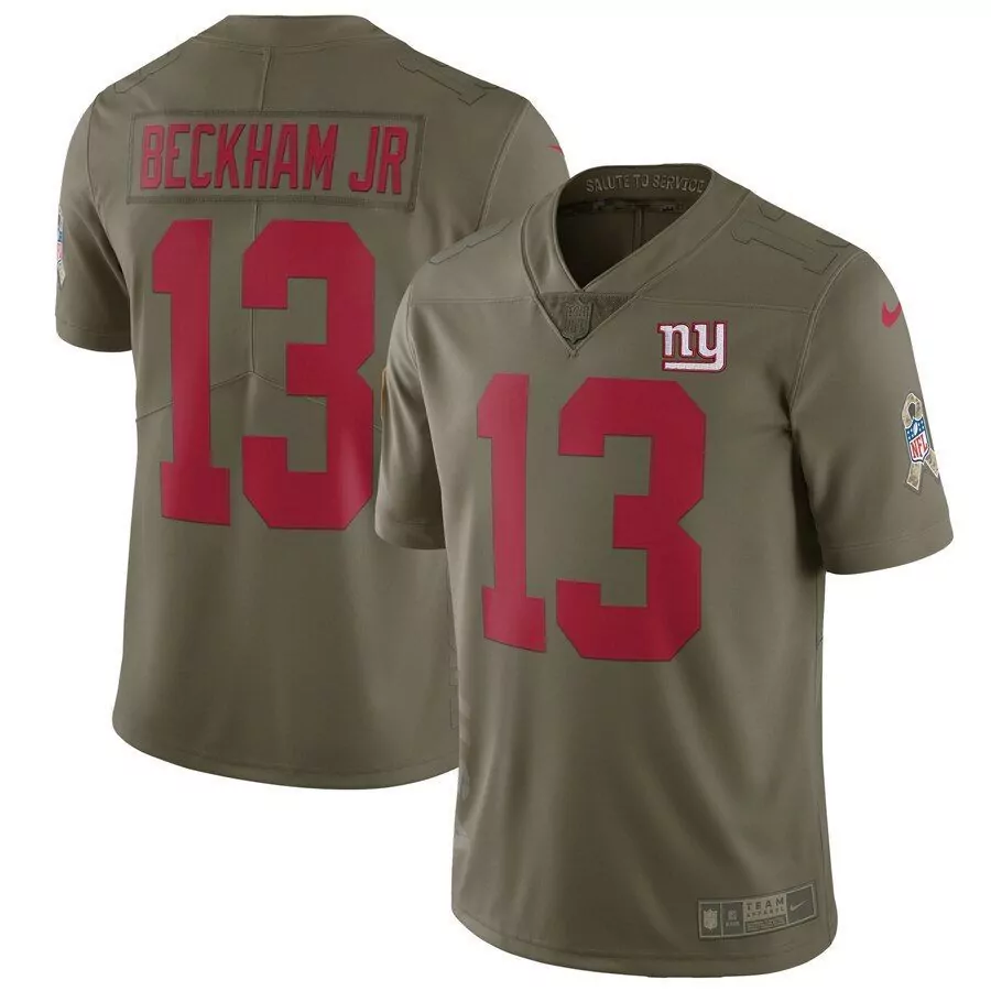Odell Beckham 13 New York Giants Jersey Olive Green Salute To Service Men Alternate