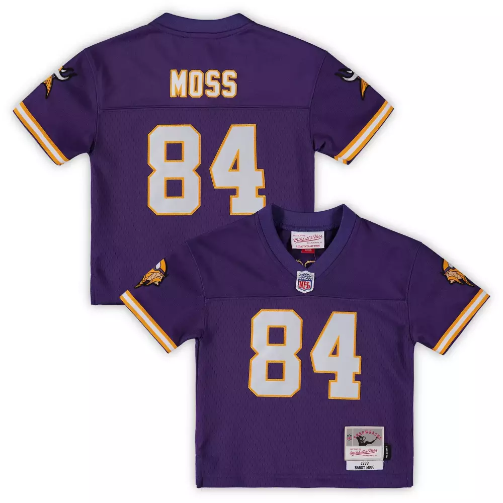 Randy Moss 84 Minnesota Vikings Jersey Purple Legacy Collection Kids White Gold Retired