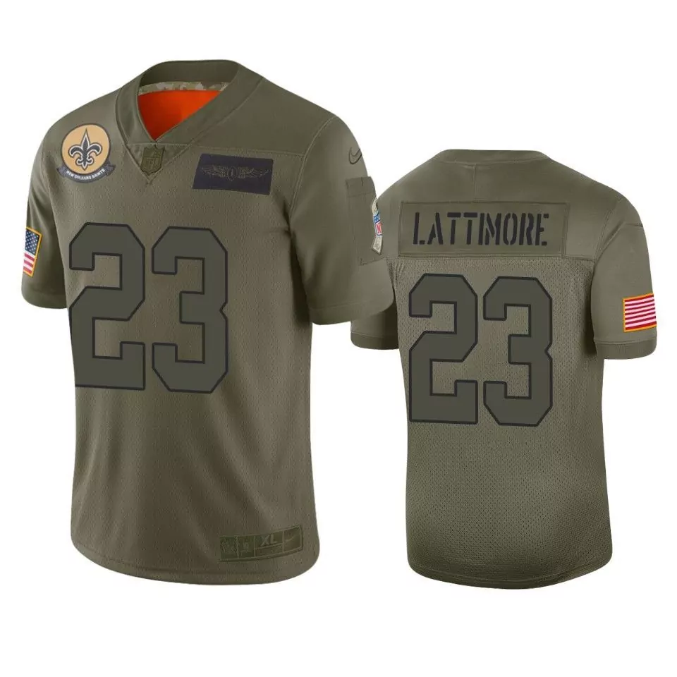 Marshon Lattimore 23 Jersey Olive Drab Salute To Service New Orleans Saints Us Flag