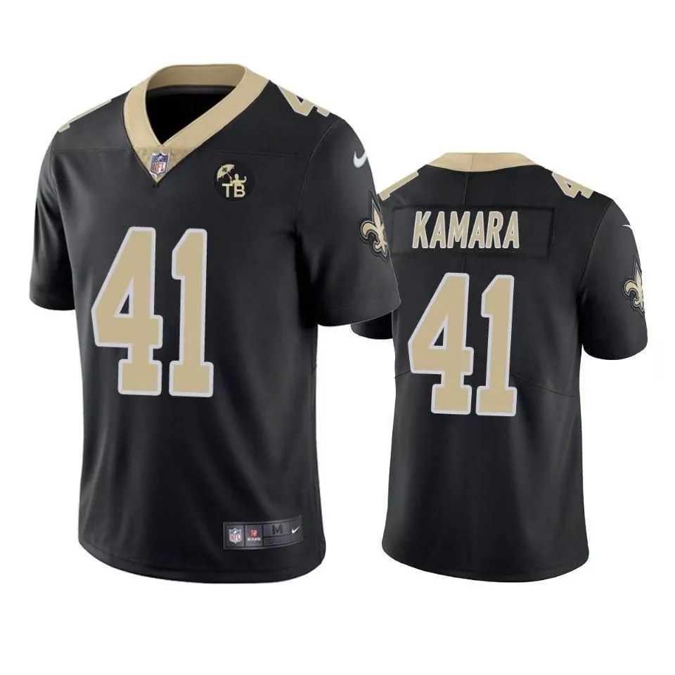 Alvin Kamara 41 Jersey Black New Orleans Saints Men Replica Gold White Vapor Limited
