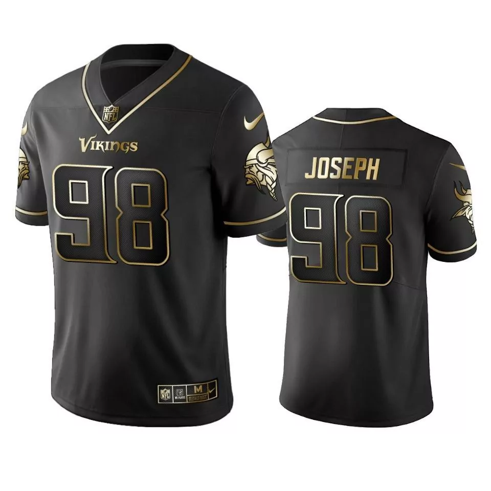 Kerby Joseph 98 Vikings Jersey Black Men Authentic Gold Vapor Limited