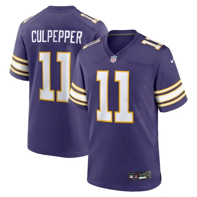 Daunte Culpepper 11 Jersey Purple Minnesota Vikings Men White Gold Classic Retired