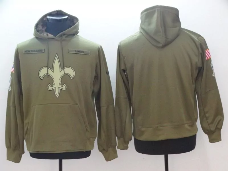 New Orleans Saints Jersey Olive Green American Flag Hoodie Tan White Red Blue Personalized