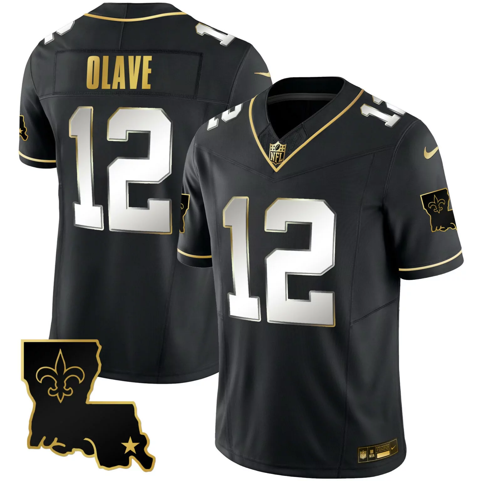 Chris Olave 12 New Orleans Saints Jersey Black Nflpa Men Gold White Legacy All Stitched