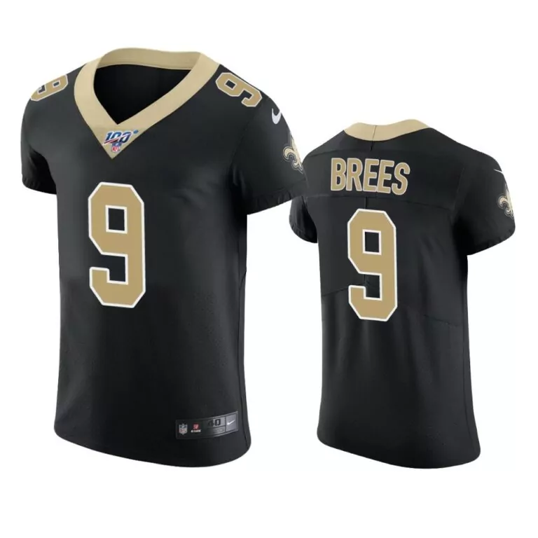Drew Brees 9 New Orleans Saints Jersey Black Men Gold Vapor Elite