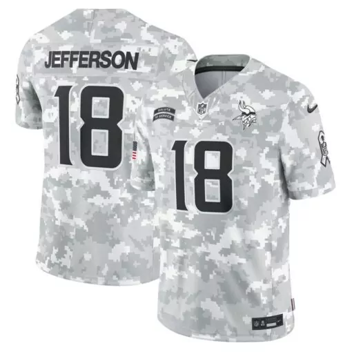 Justin Jefferson 18 Jersey White Salute To Service Minnesota Vikings Men NFL Custom Design