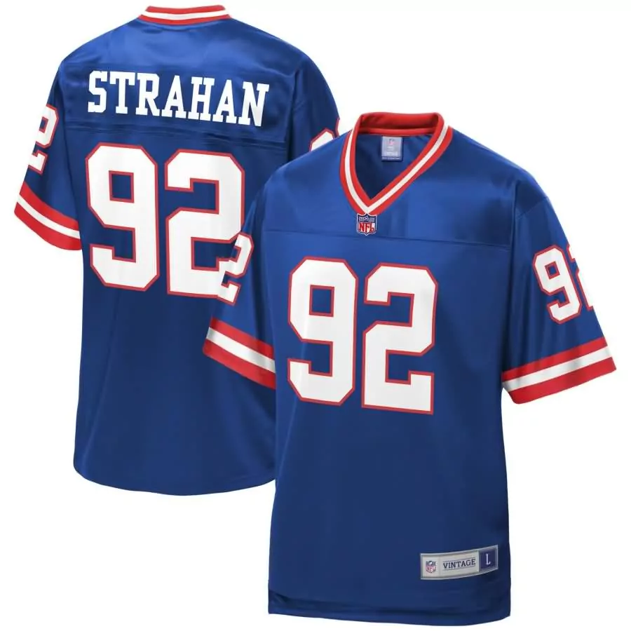 Michael Strahan 92 Jersey Blue New York Giants Men Replica White Red Pro Retired