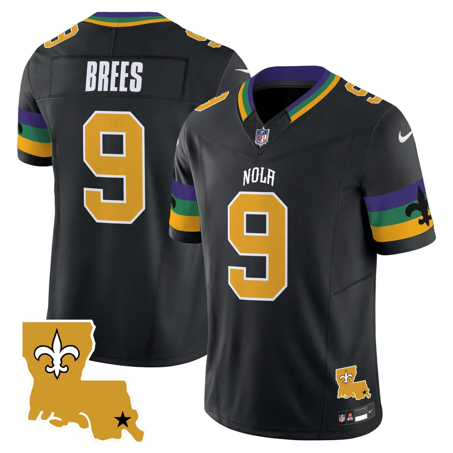 Drew Brees 9 New Orleans Saints Jersey Black City Connect Nflpa Men Player Alternate