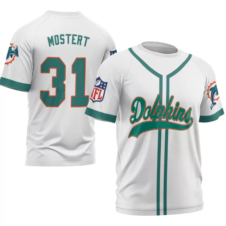 Raheem Mostert 31 Dolphins Jersey White Teal Orange Throwback