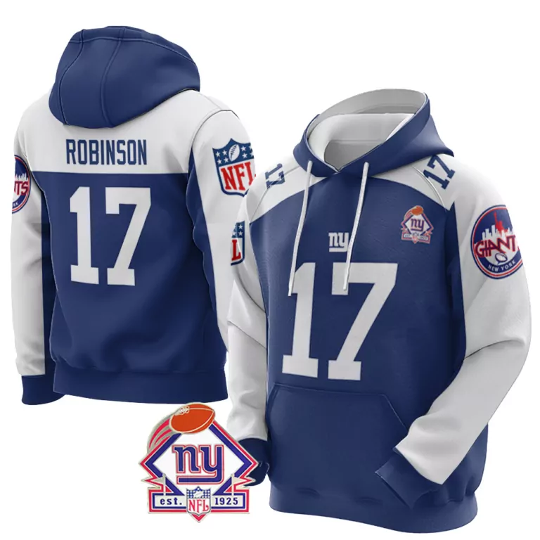Wandale Robinson 17 Jersey Blue New York Giants NY Men Hoodie Split Design White