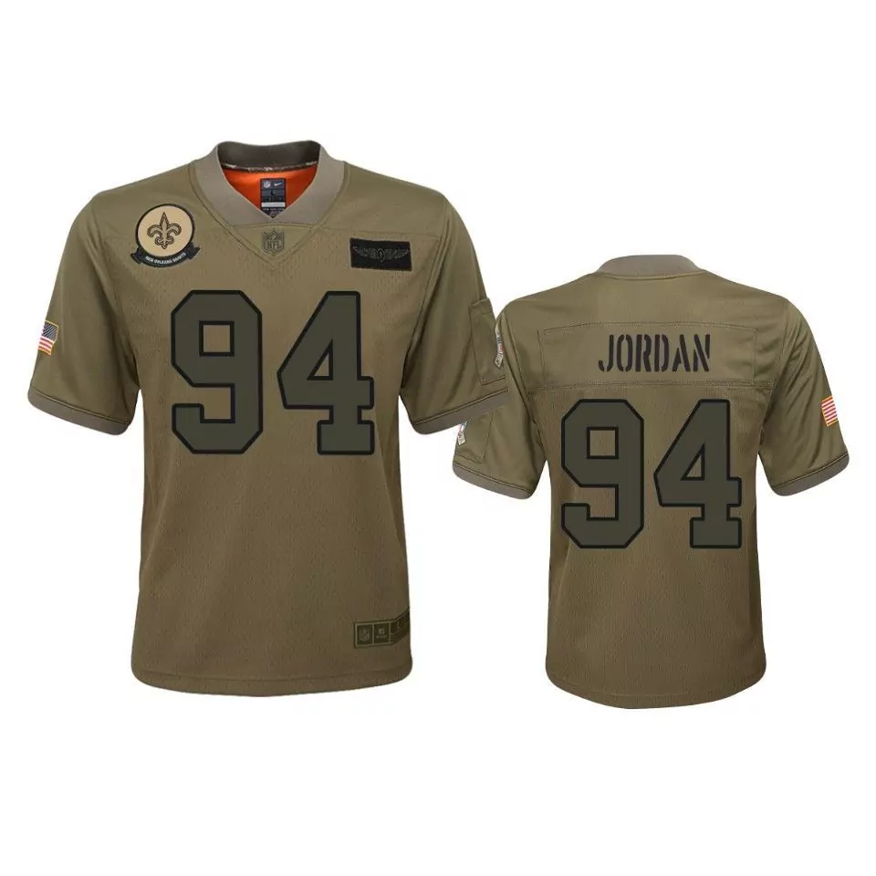 Jordan 94 New Orleans Saints Jersey Olive Salute To Service Us Flag Men Dark Green