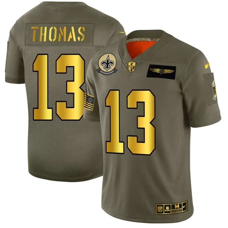 Michael Thomas 13 Jersey Olive Green Salute To Service New Orleans Saints American Flag 2023