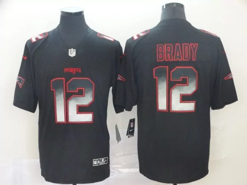 Tom Brady 12 Patriots Jersey Black Men Red Silver Vapor