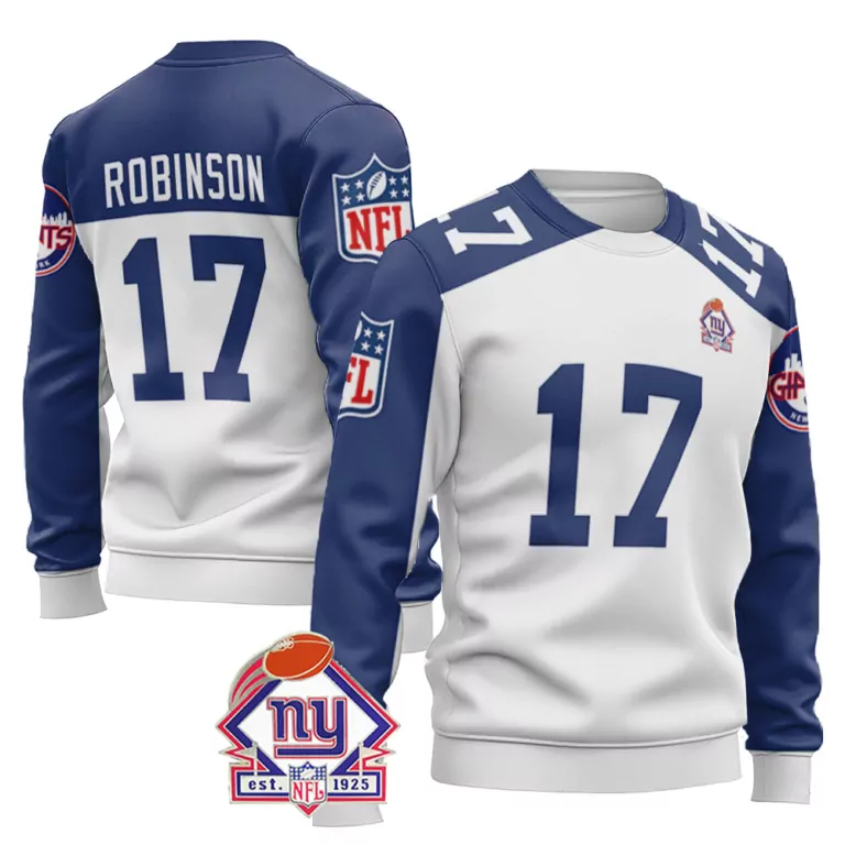 Wandale Robinson 17 Jersey Blue New York Giants Men Sweatshirt White Vapor Limited
