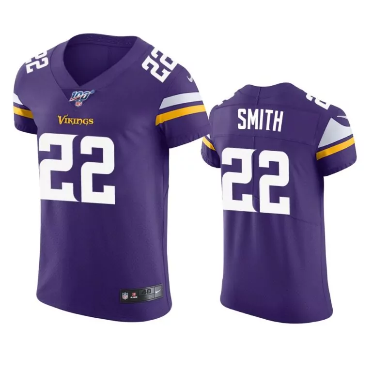 Harrison Smith 22 Vikings Jersey Purple Men Authentic White Gold Vapor Elite